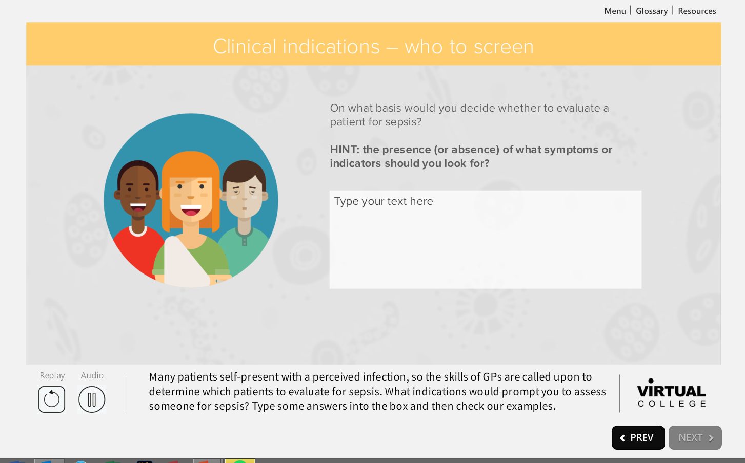 Example screen image from new online course